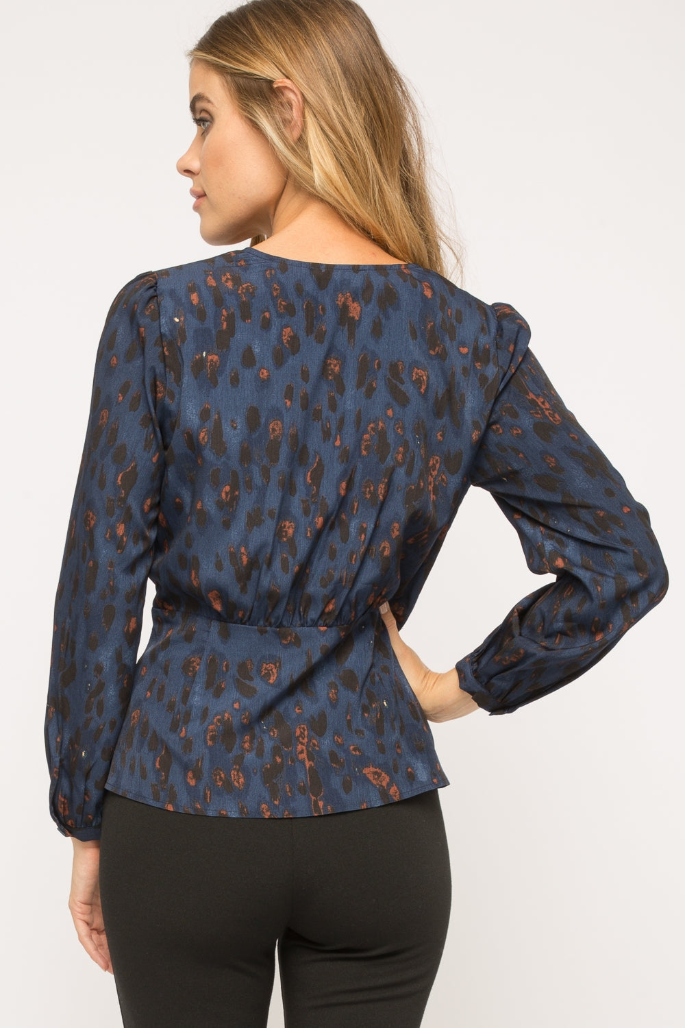 Leopard Print Wrap Blouse - Wild Luxe Boutique