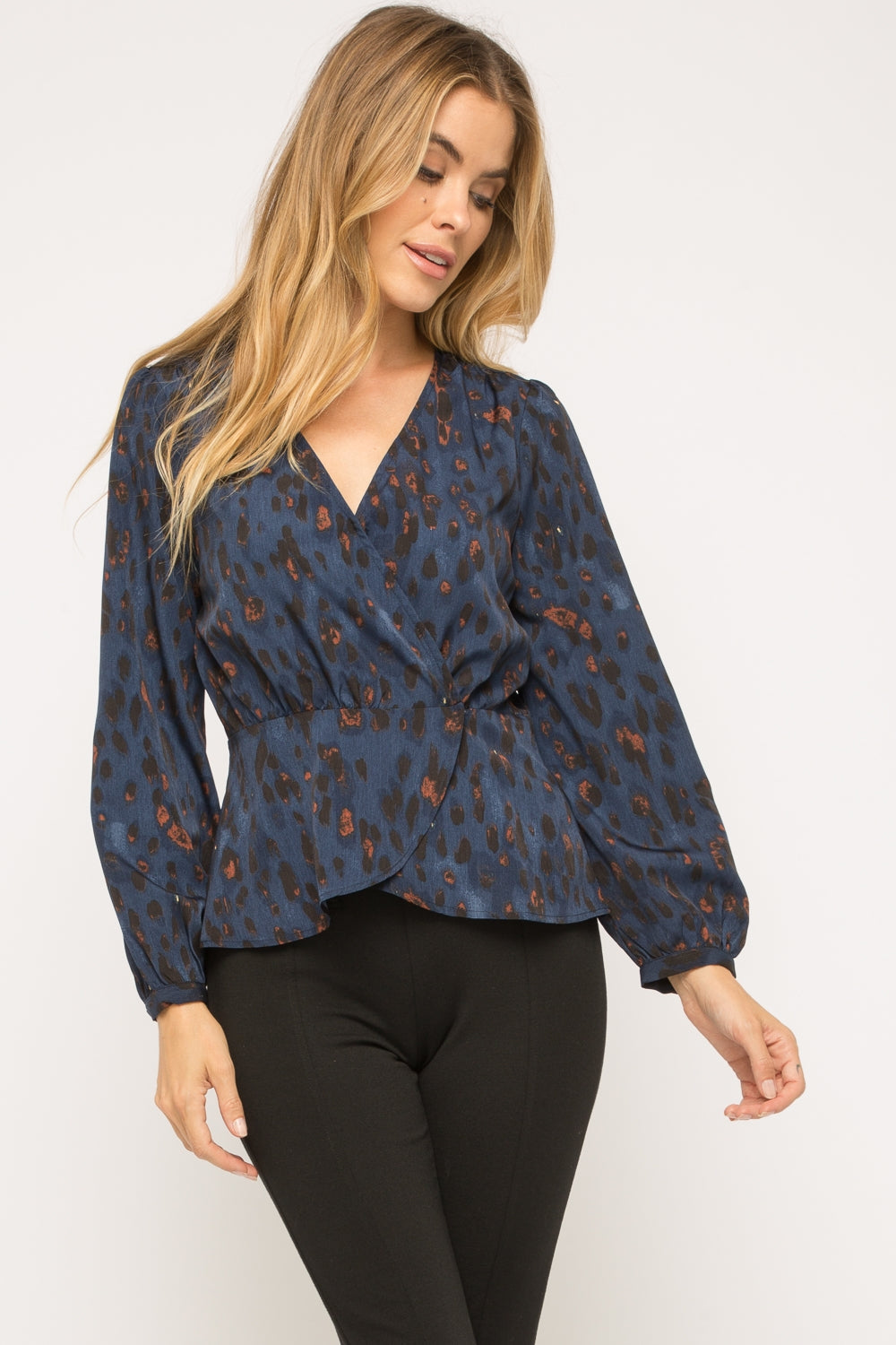 Leopard Print Wrap Blouse - Wild Luxe Boutique