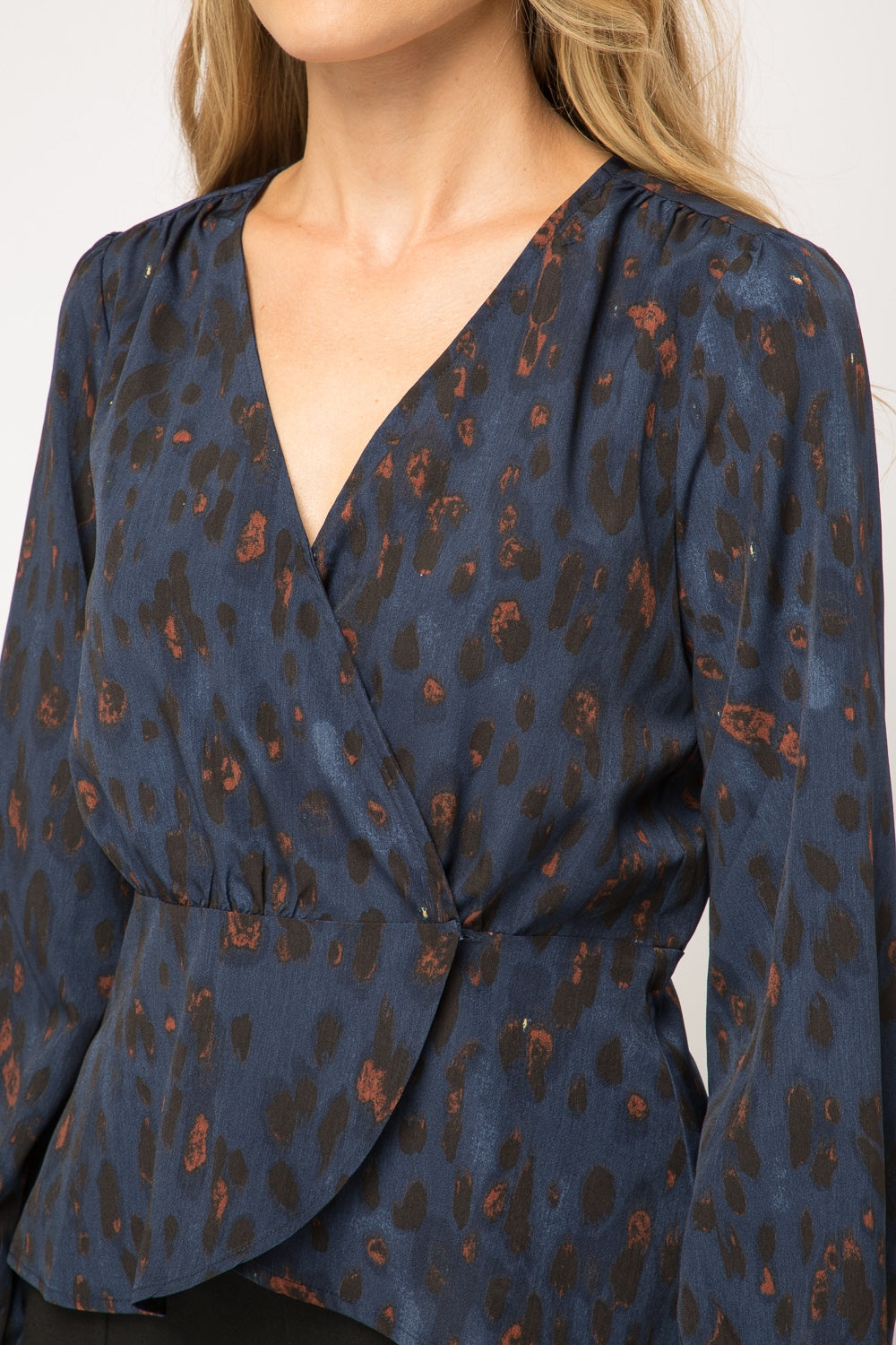 Leopard Print Wrap Blouse - Wild Luxe Boutique
