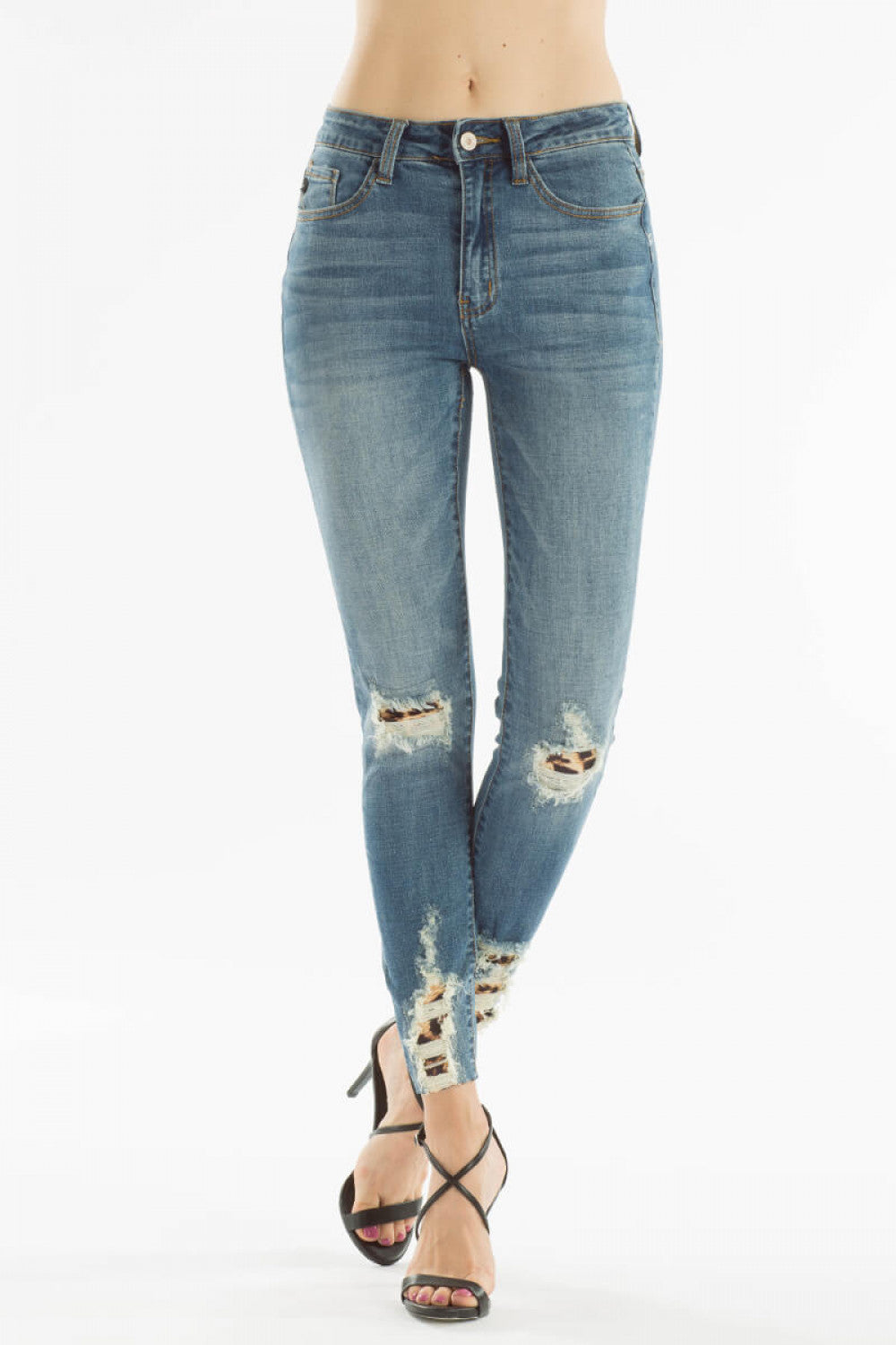 Lily Leopard Detail Skinny Jeans - Wild Luxe Boutique