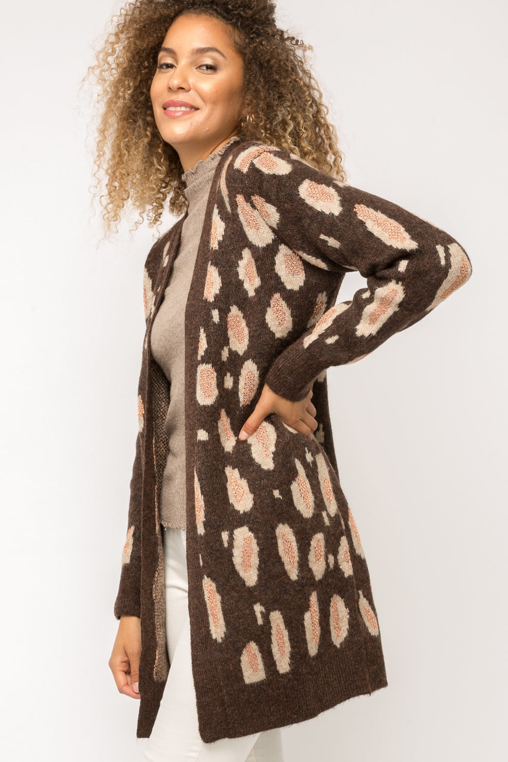 Leopard Mix Lurex Cardigan Sweater - Wild Luxe Boutique