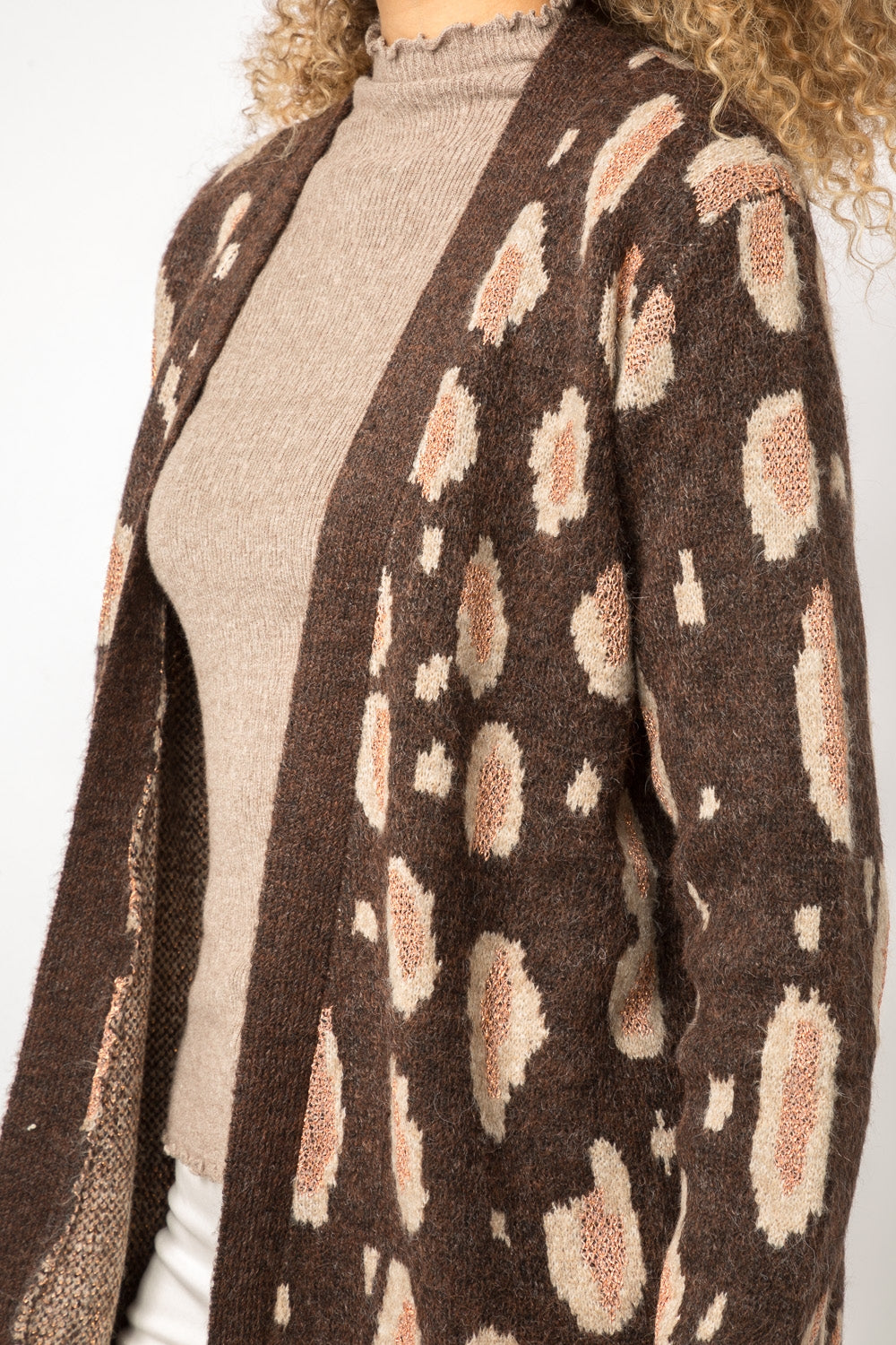 Leopard Mix Lurex Cardigan Sweater - Wild Luxe Boutique