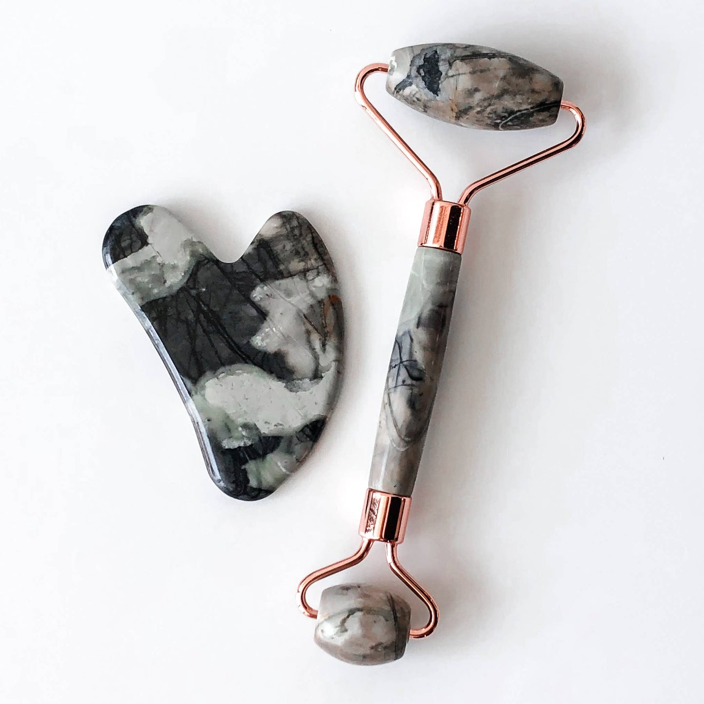 Picasso Jasper Gemstone Roller + Gua Sha Facial Massage Set - Wild Luxe Boutique