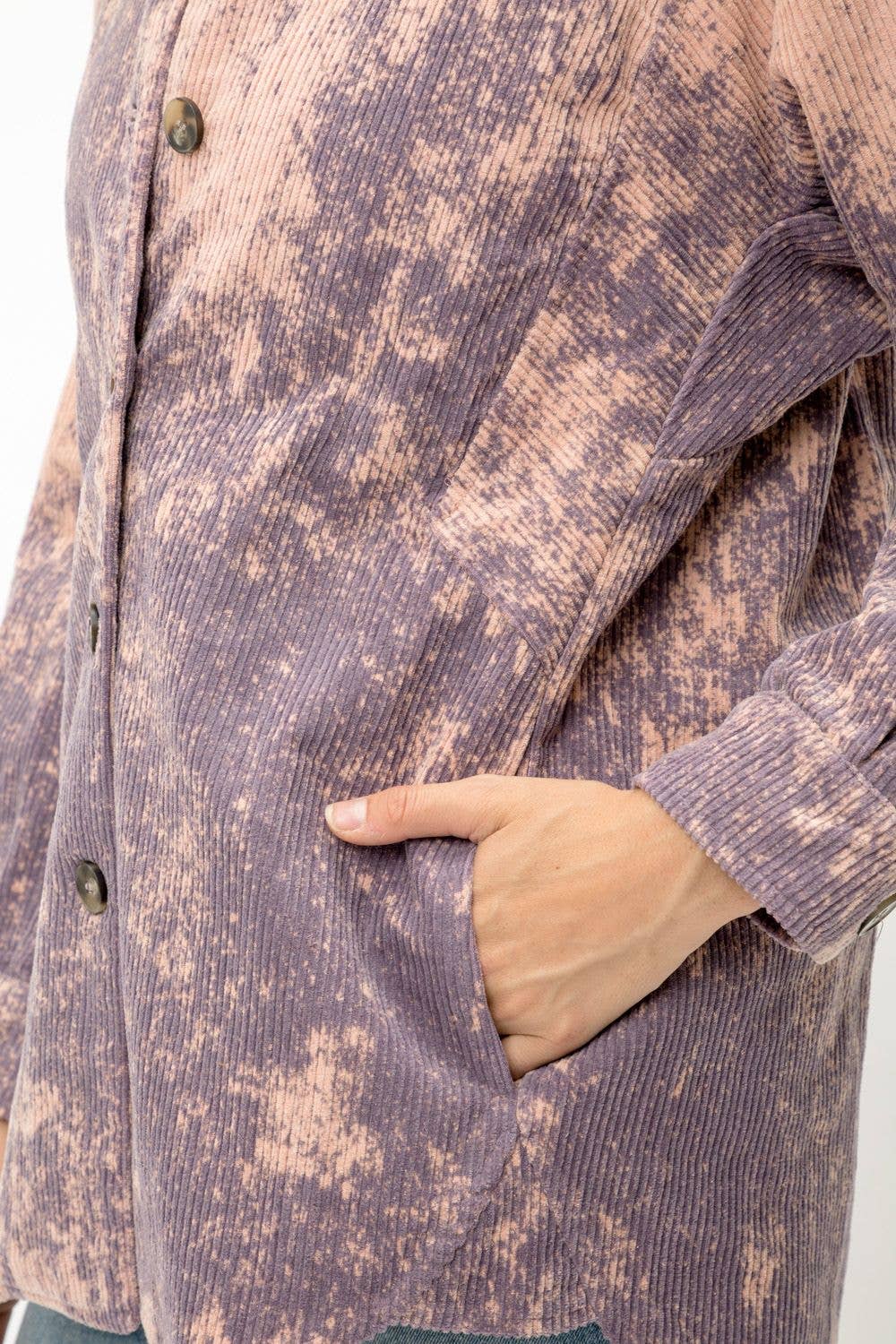 Tie Dye Dusty Lavender Corduroy Shirt Jacket