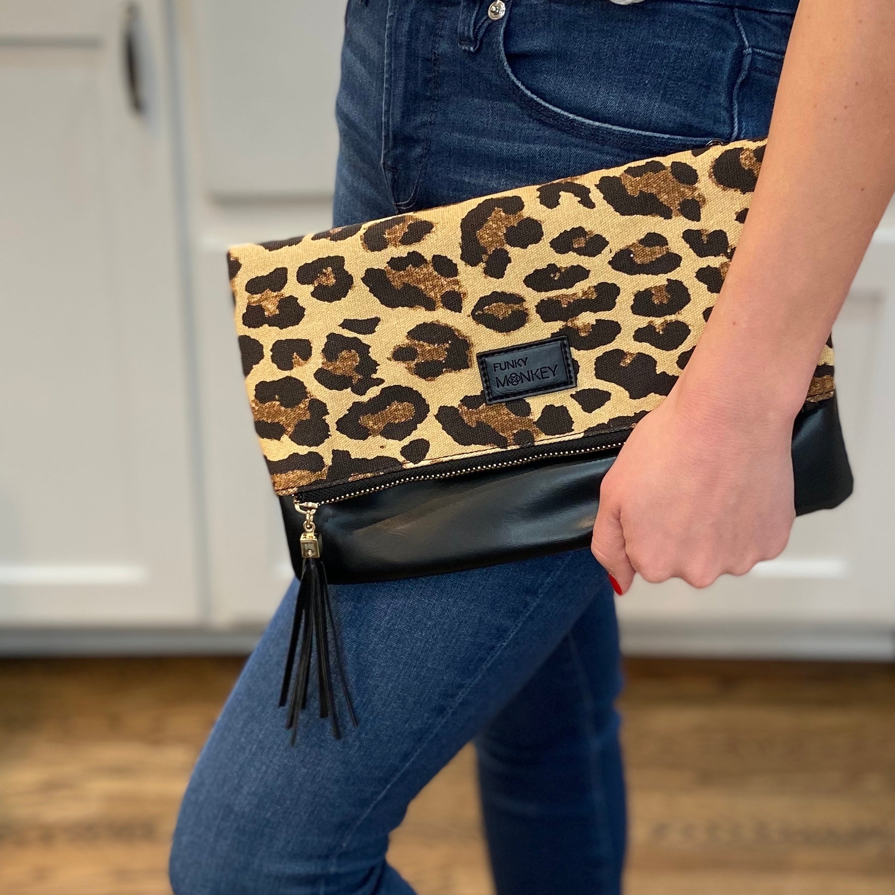 Fold Over Leopard Clutch - Wild Luxe Boutique