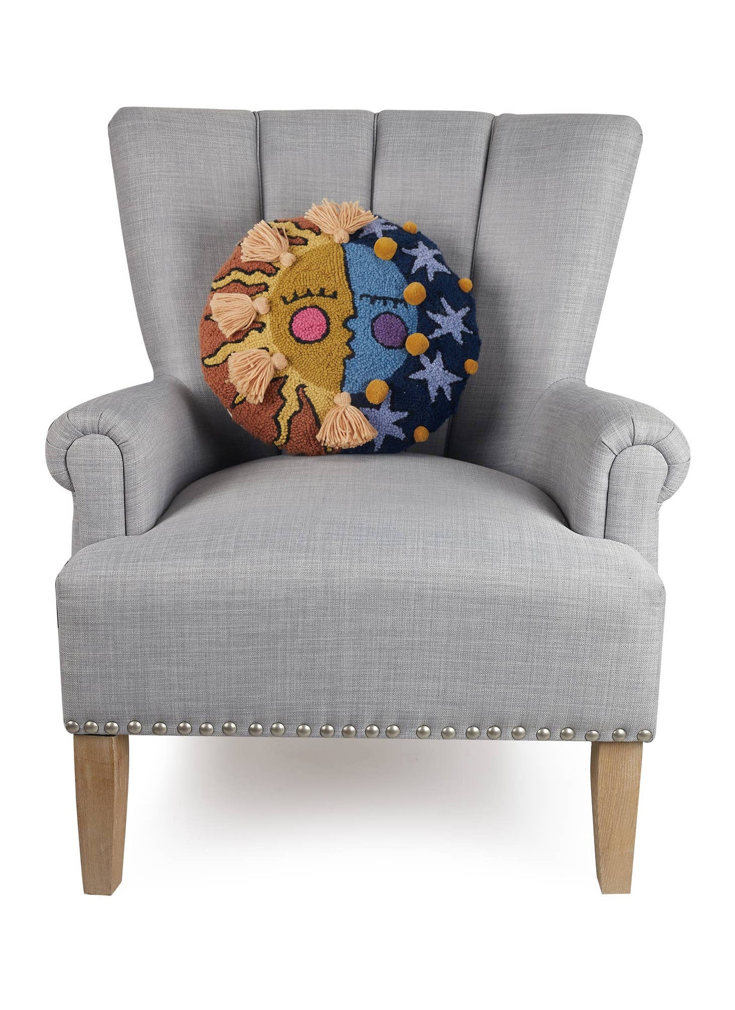 Day & Night W/Tassels & Pom Poms Hook Pillow