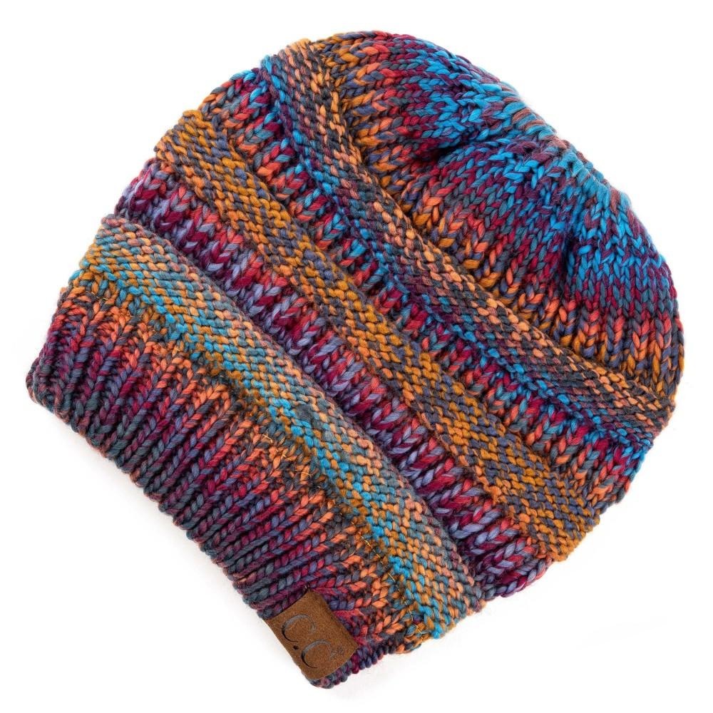 Mustard Mix Multi-Color Messy Bun Beanie - Wild Luxe Boutique