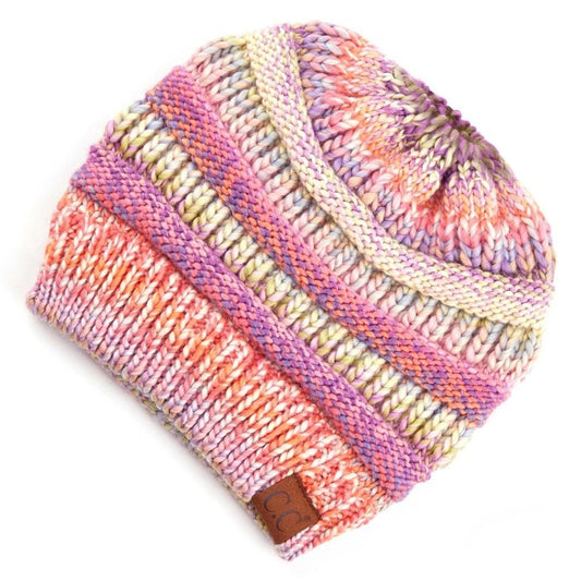 Rose Mix Multi-Color Messy Bun Beanie - Wild Luxe Boutique