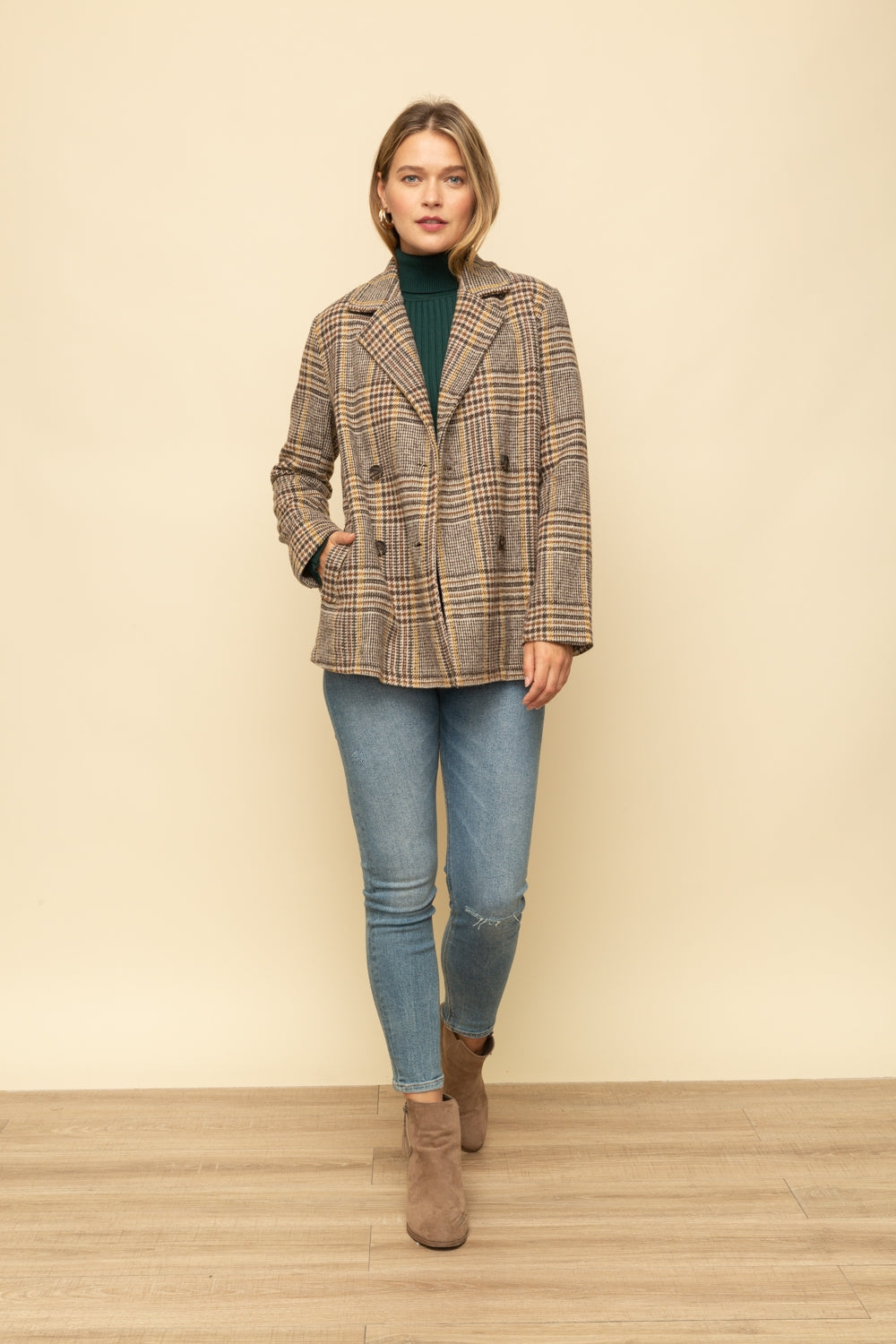 Plaid Double Breasted Jacket - Wild Luxe Boutique