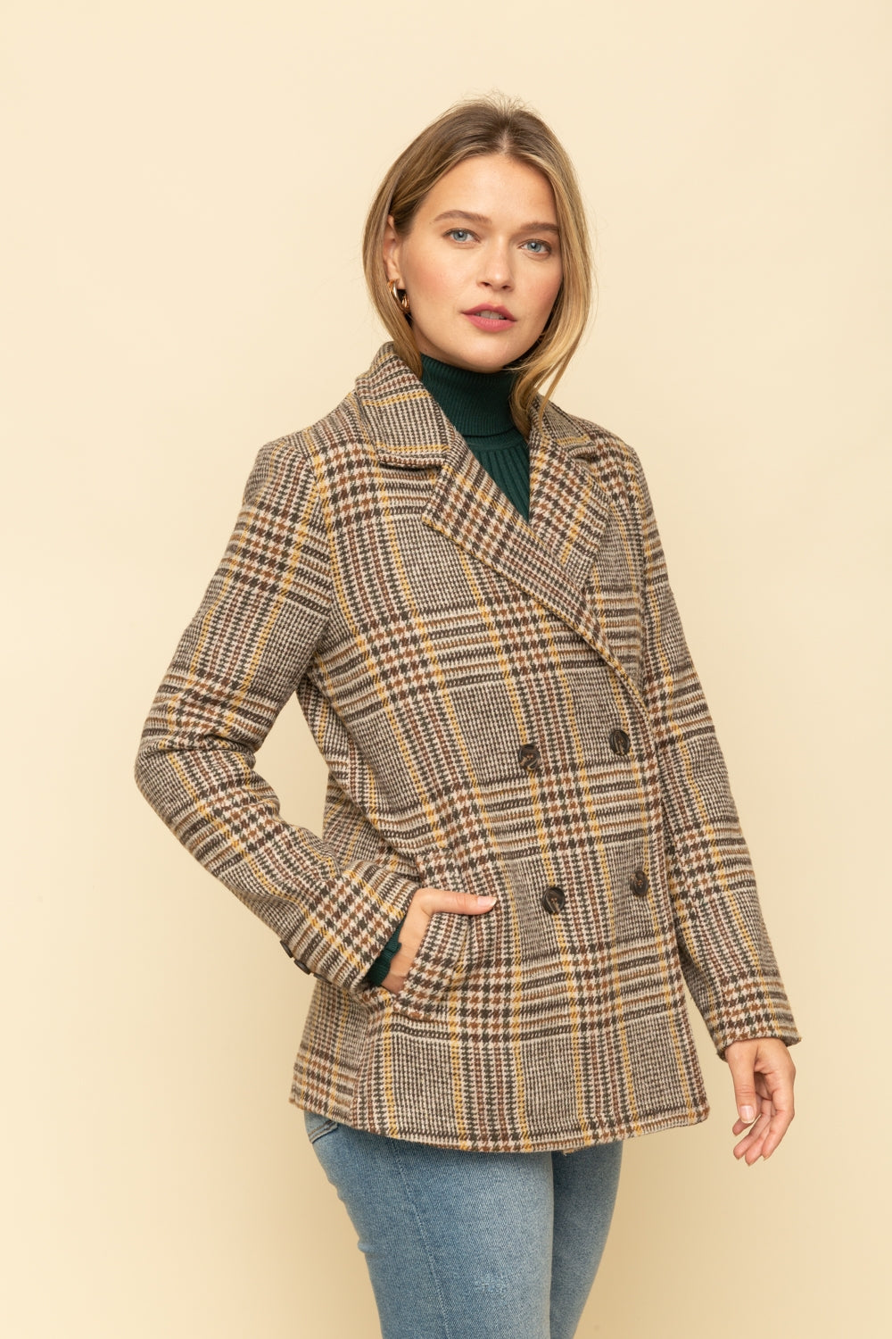 Plaid Double Breasted Jacket - Wild Luxe Boutique