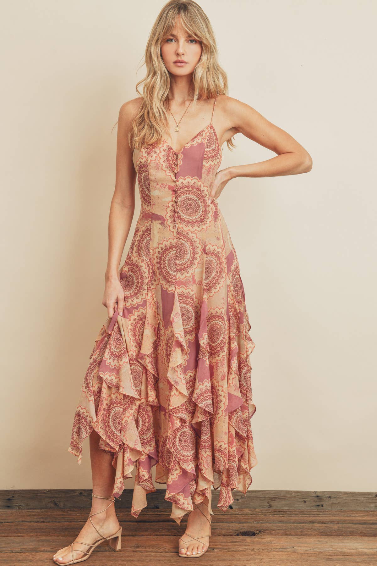 Breathless Frilled Handkerchief Hem Dress