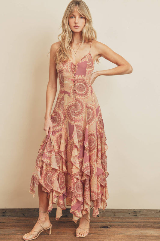 Breathless Frilled Handkerchief Hem Dress