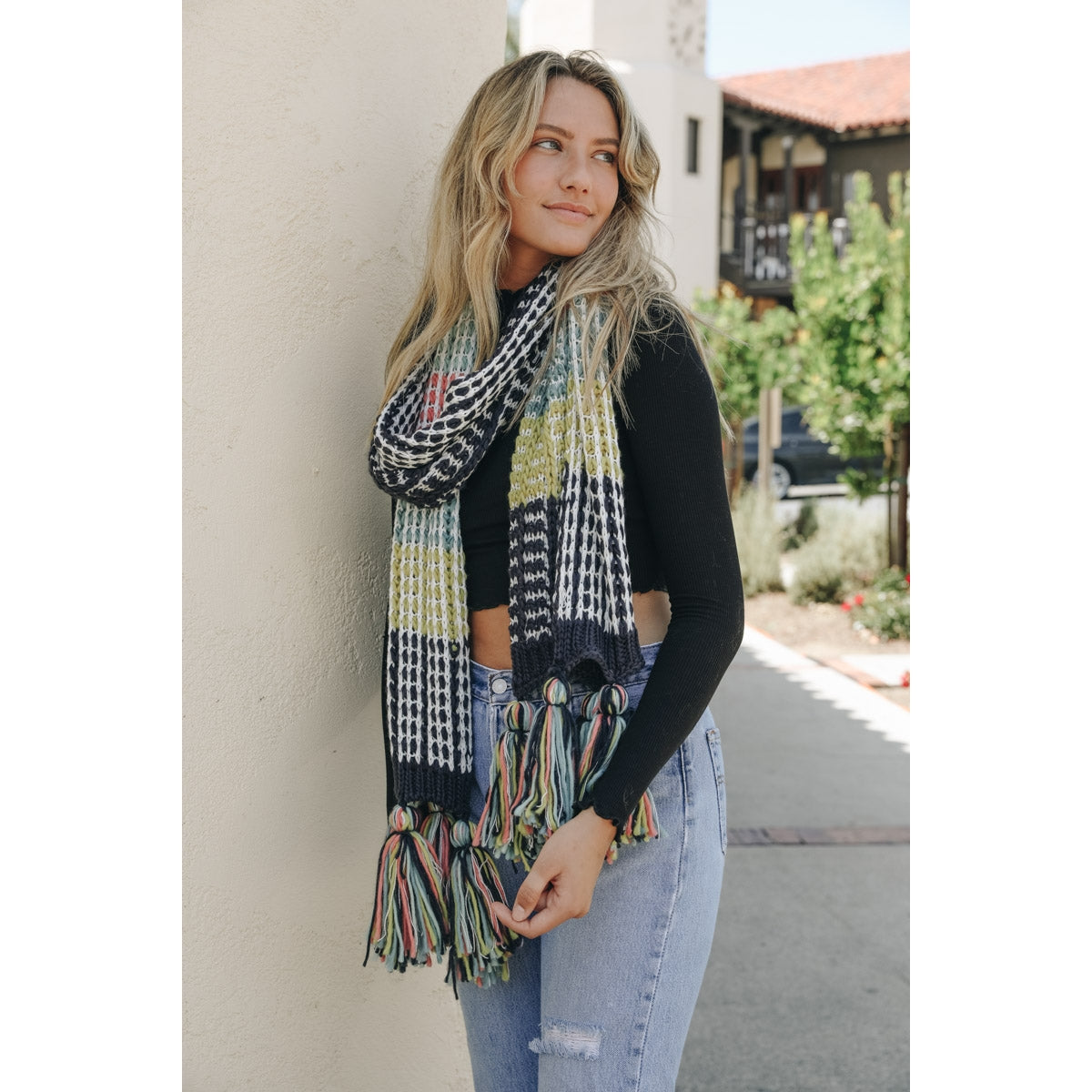 Colorblock Contrast Knit Oversized Scarf - Wild Luxe Boutique