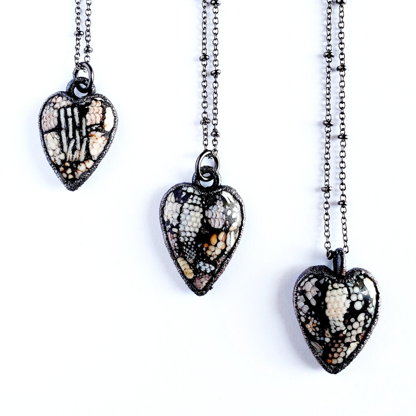Rare Snakeskin Agate Heart Necklace - Wild Luxe Boutique