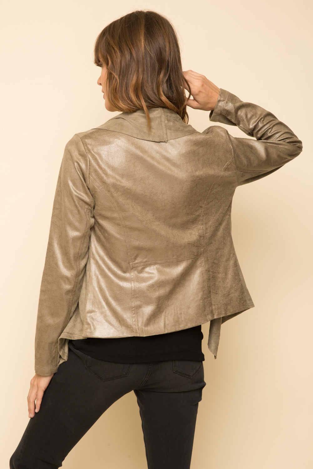 Olive Suede Drape Jacket - Wild Luxe Boutique