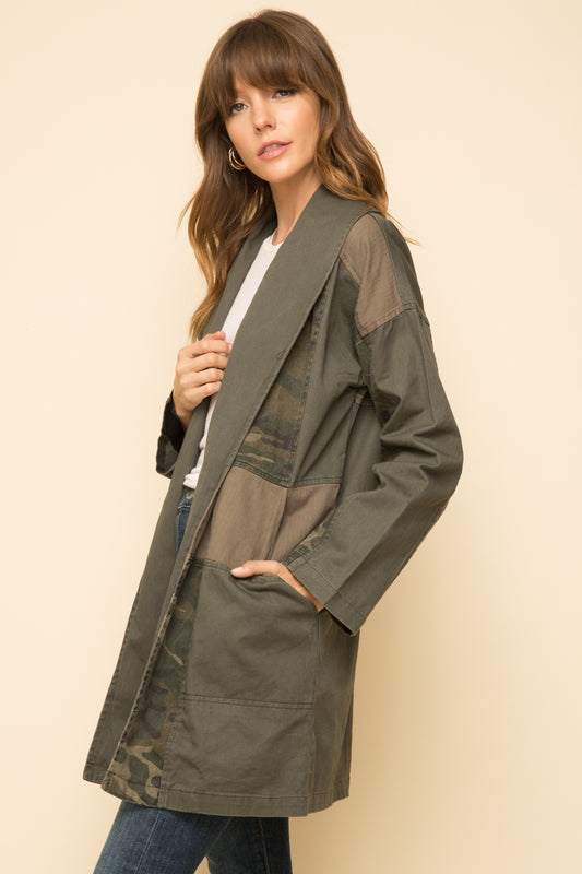 Washed Camo Patchwork Jacket - Wild Luxe Boutique
