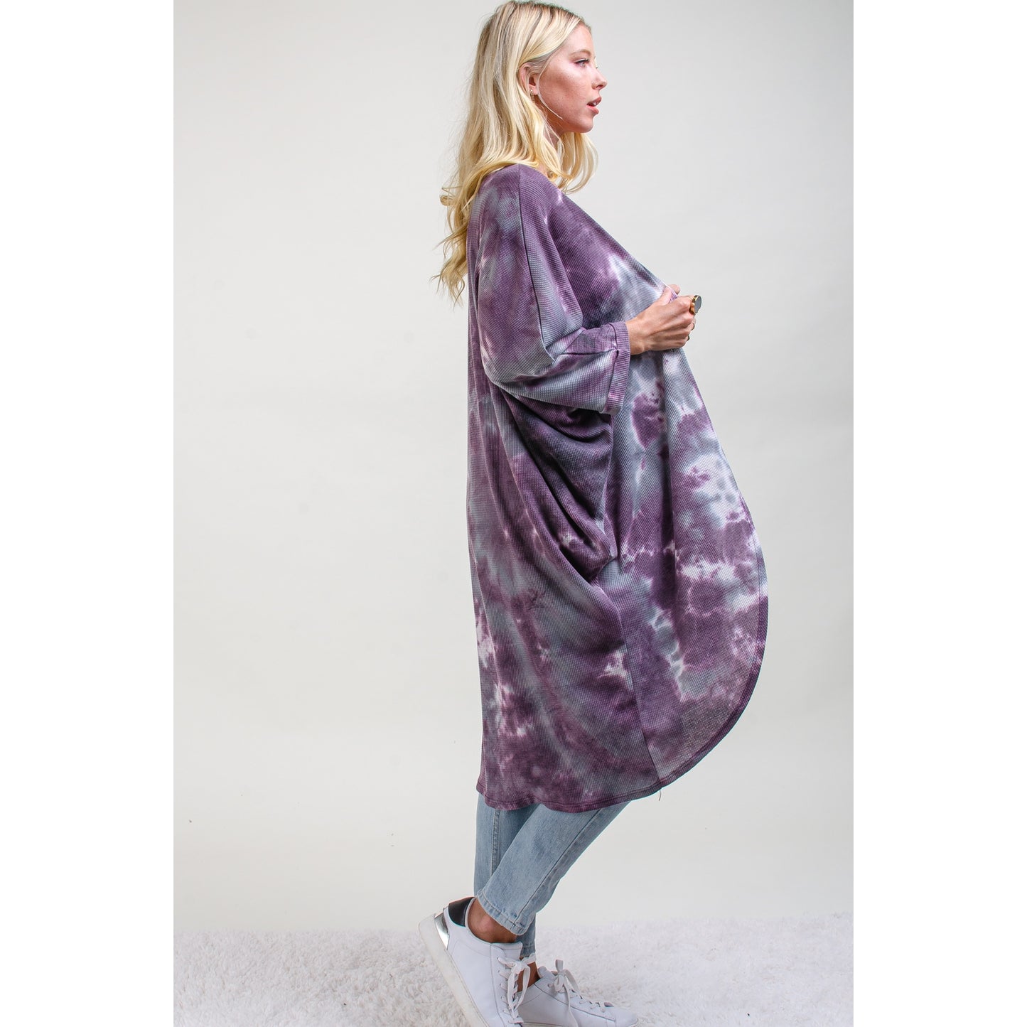 Purple Tie Dye Waffle Kimono - Wild Luxe Boutique