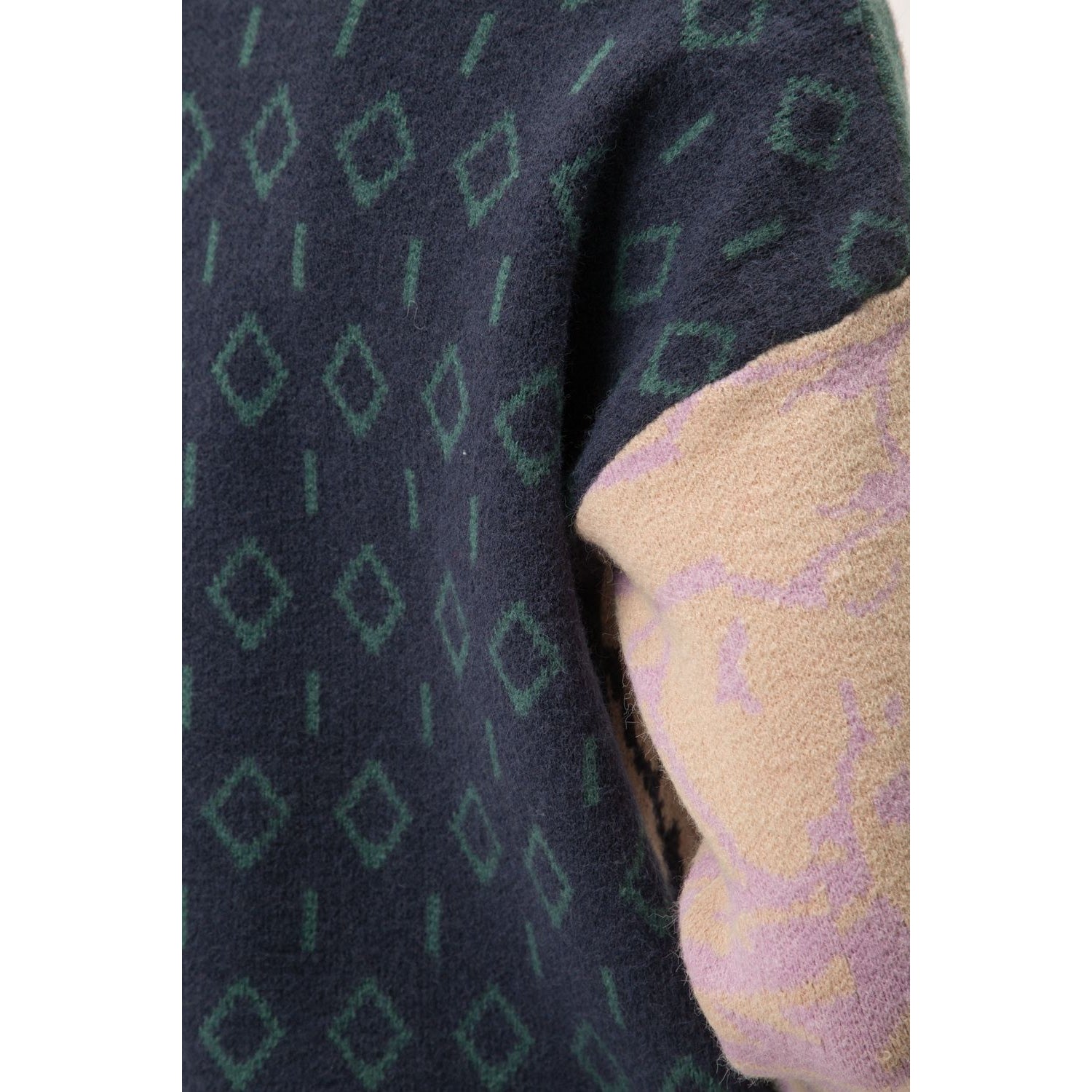 Floral Colorblock Navy Mix Sweater - Wild Luxe Boutique