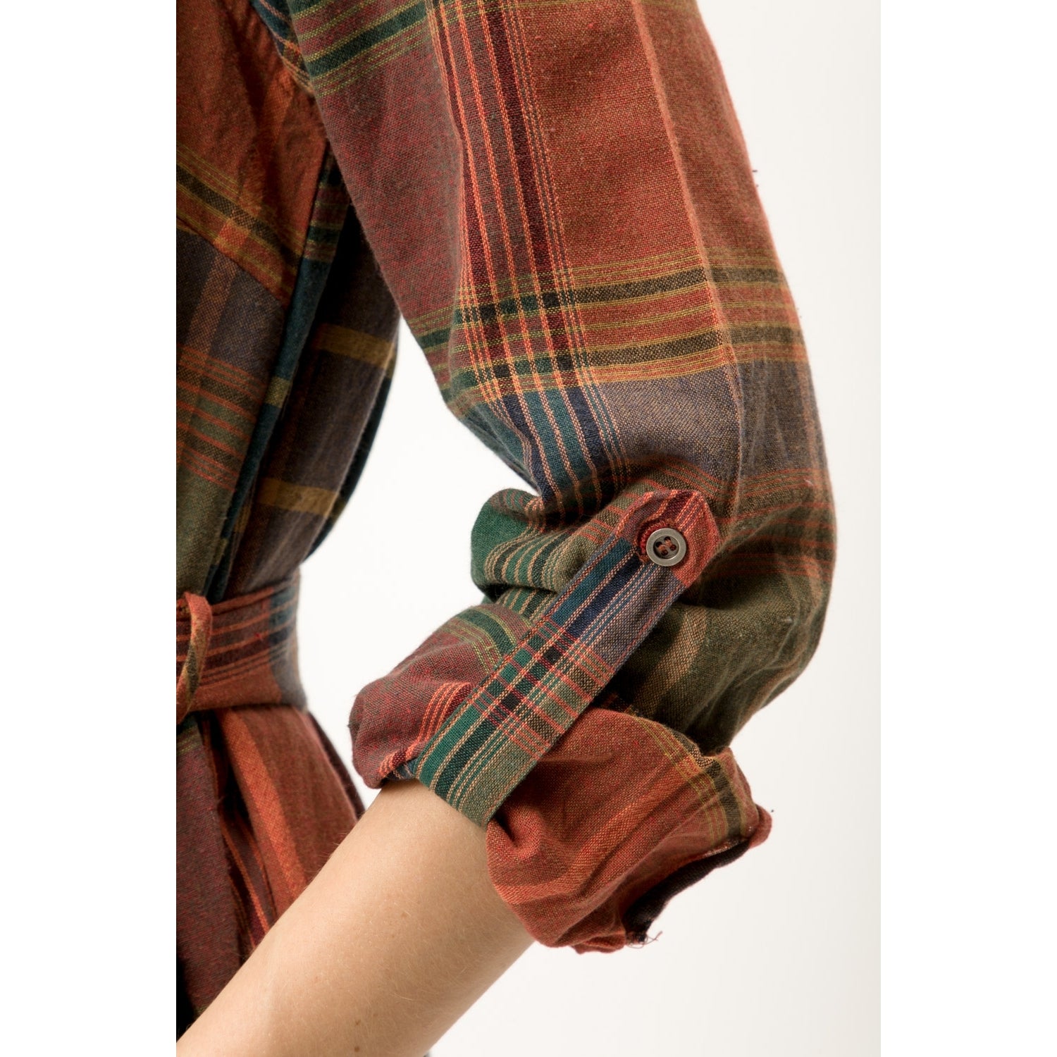 Plaid Waist Tie Mini Shirt Dress - Wild Luxe Boutique