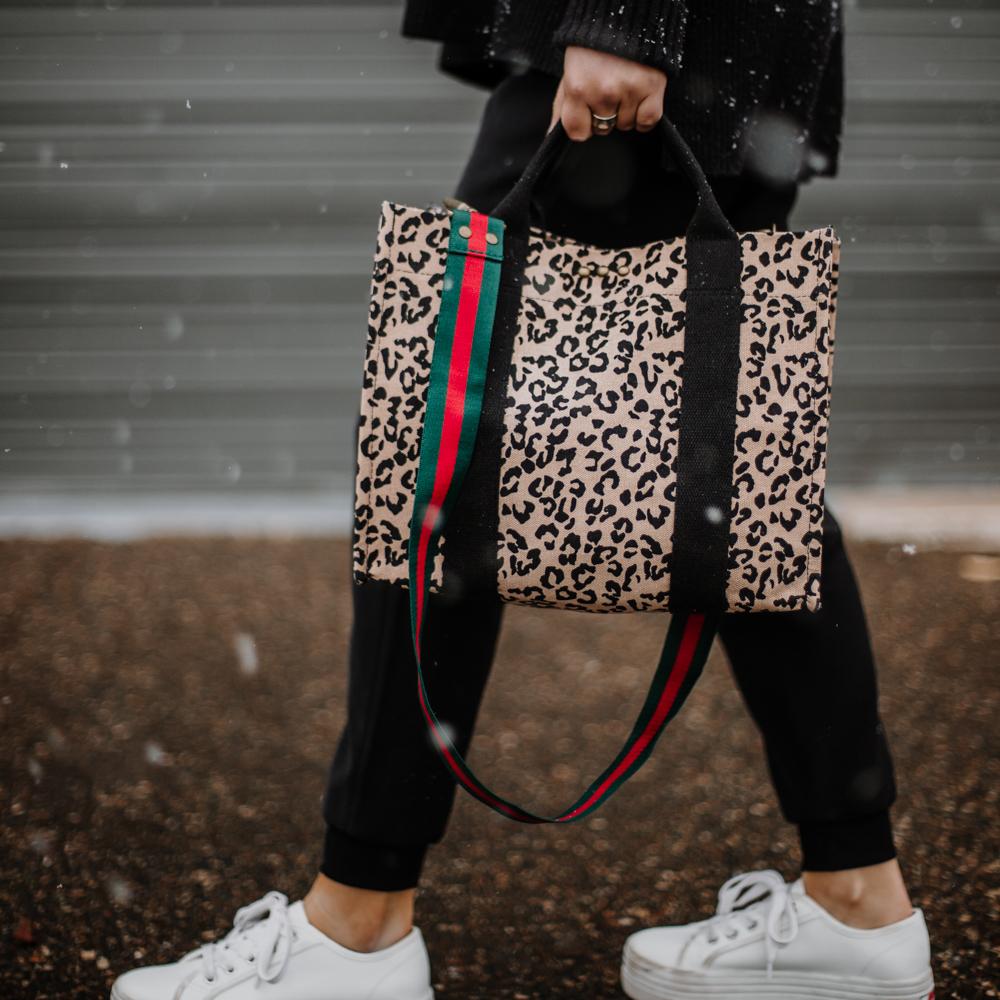 Leopard Canvas Crossbody Tote - Wild Luxe Boutique