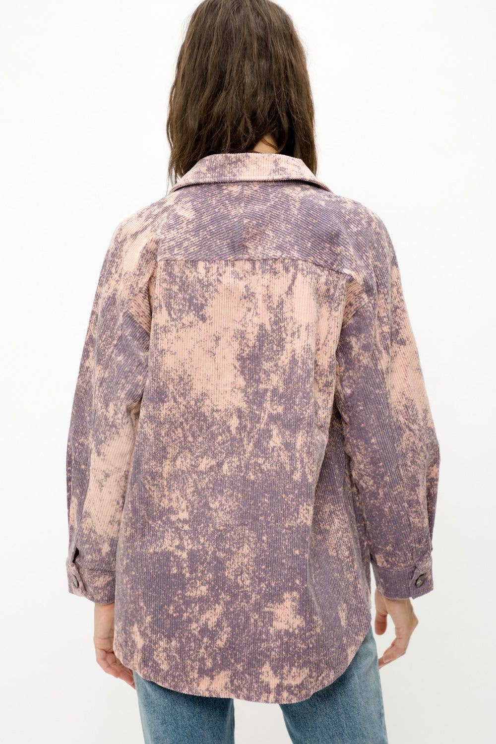 Tie Dye Dusty Lavender Corduroy Shirt Jacket