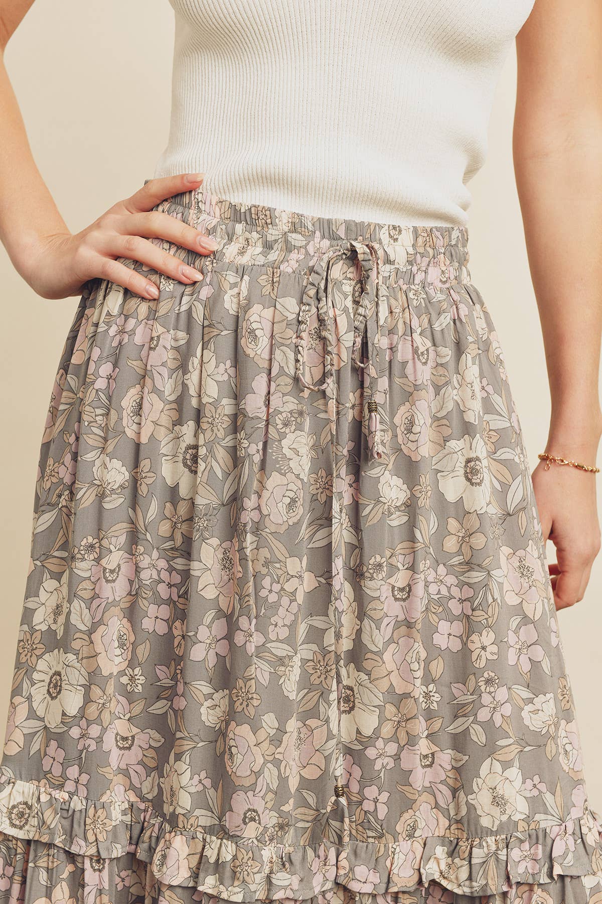 Floral Tiered Maxi Skirt