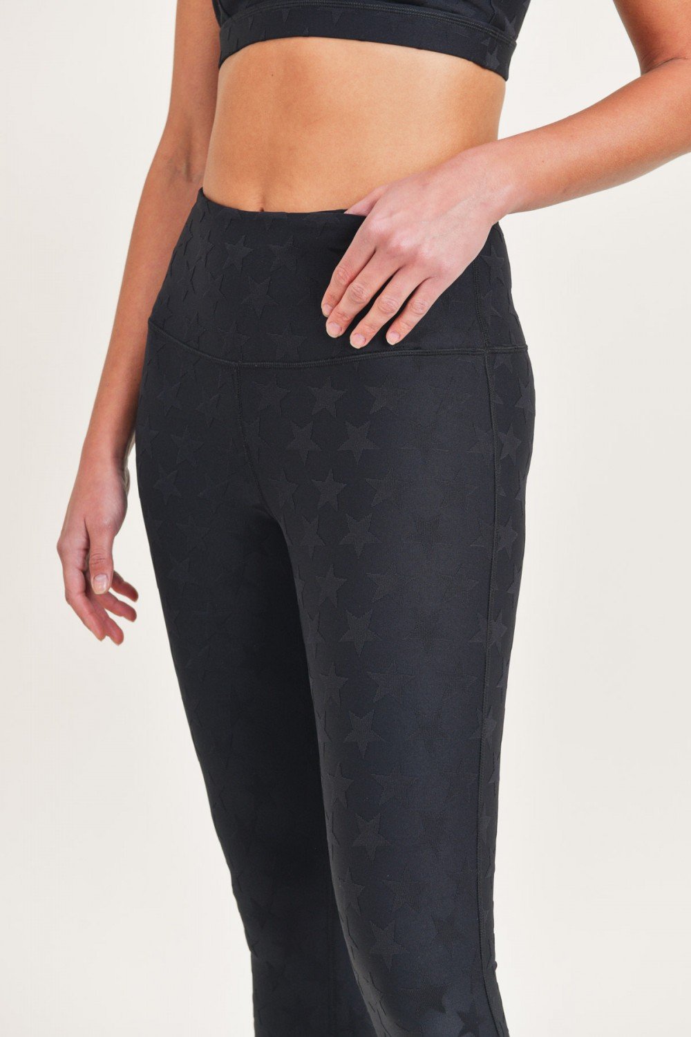 Mono B Textured Star Jacquard High Waist Leggings - Wild Luxe Boutique