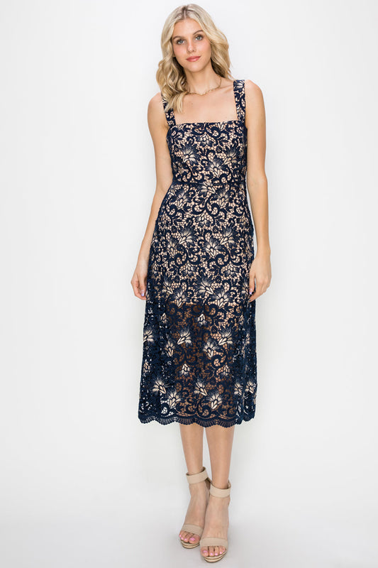 Vestido midi de té en dos tonos Raina de Adelyn Rae