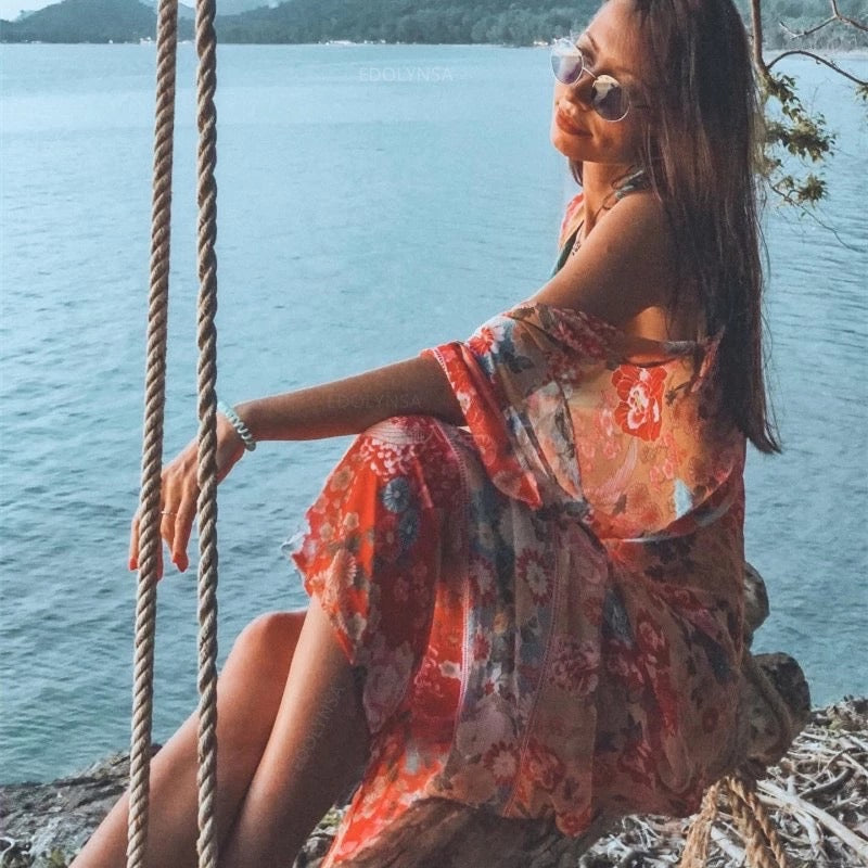 Floral & Bird Print Bohemian Kimono - Wild Luxe Boutique
