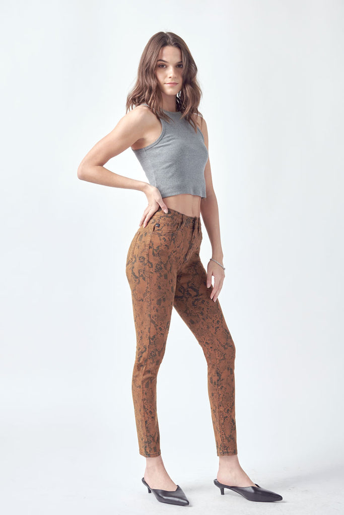 Lorelei Tan High Rise Snake Print Jeans