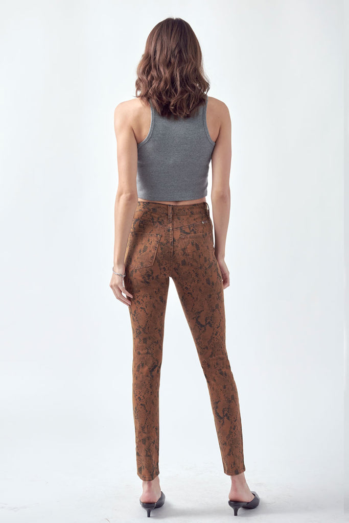 Lorelei Tan High Rise Snake Print Jeans