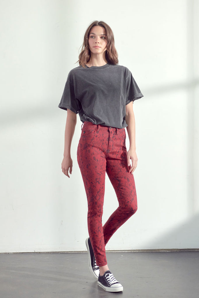 Ophelia Burgundy High Rise Snake Print Jeans