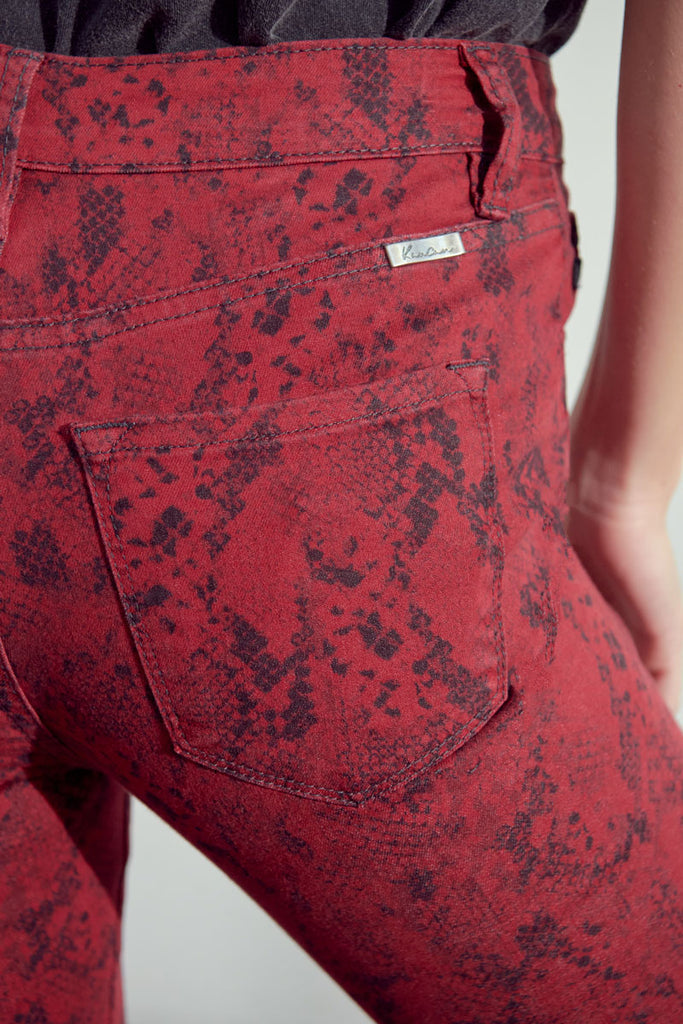 Ophelia Burgundy High Rise Snake Print Jeans