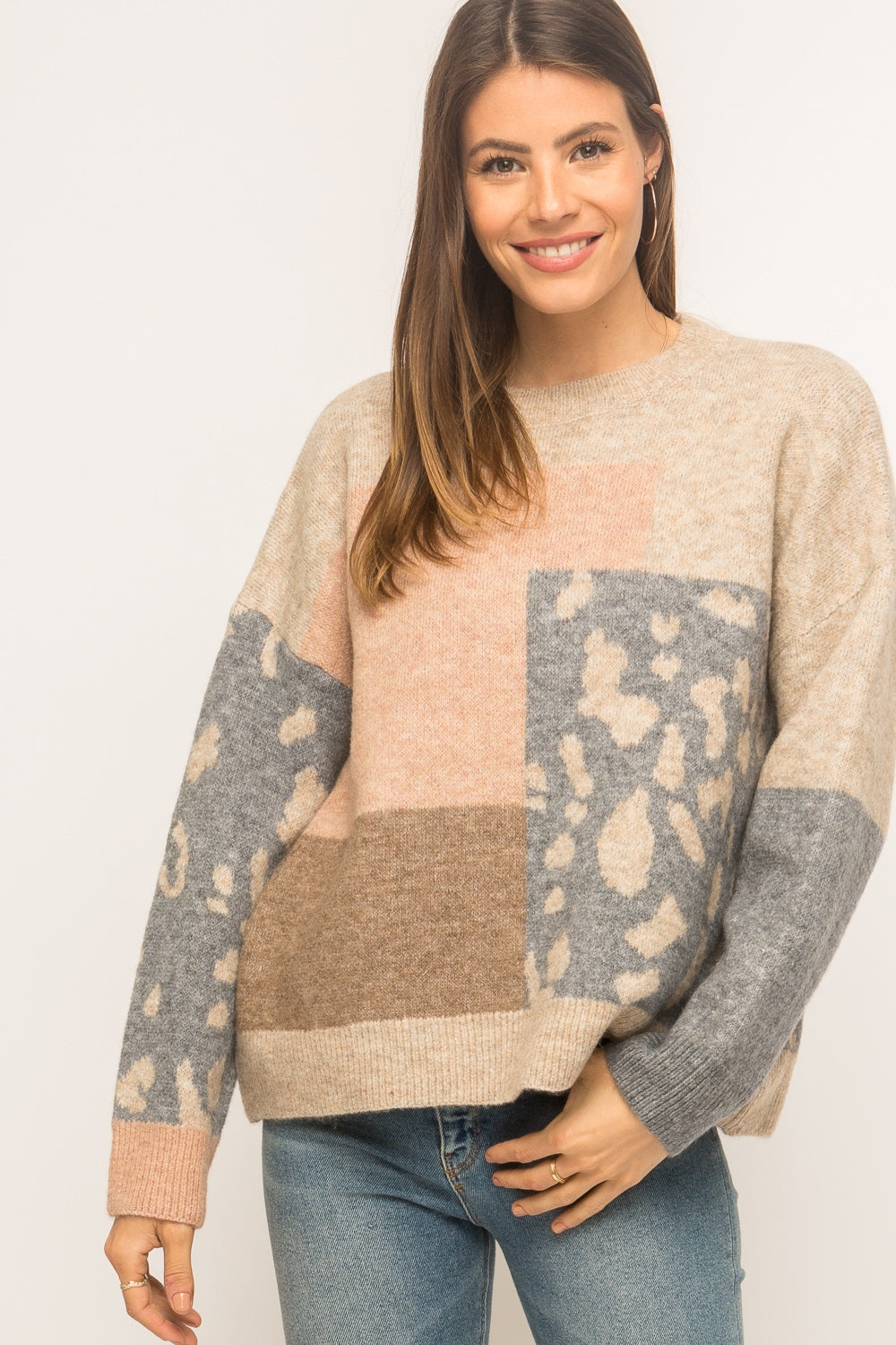 Leopard Patchwork Pullover - Wild Luxe Boutique