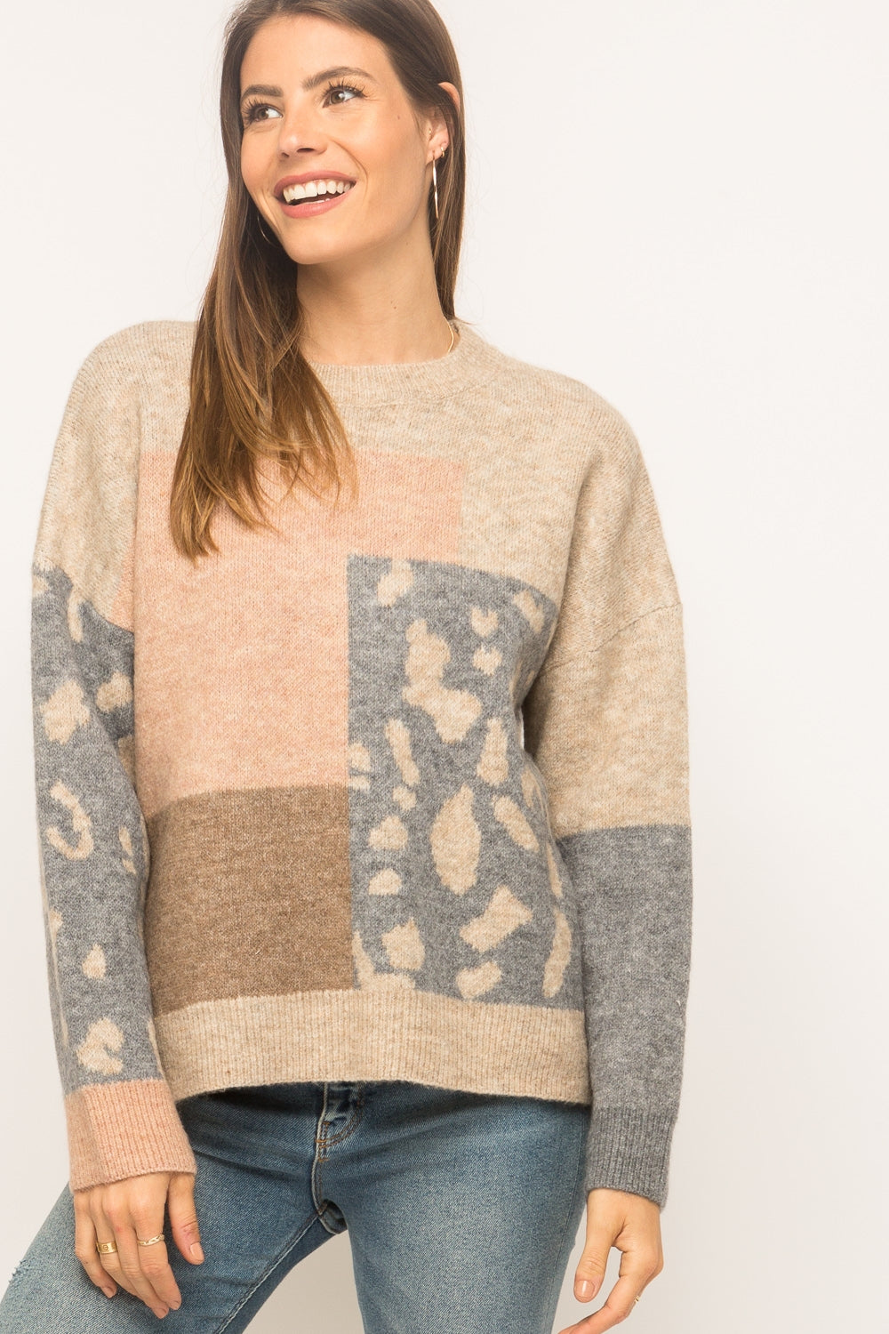Leopard Patchwork Pullover - Wild Luxe Boutique