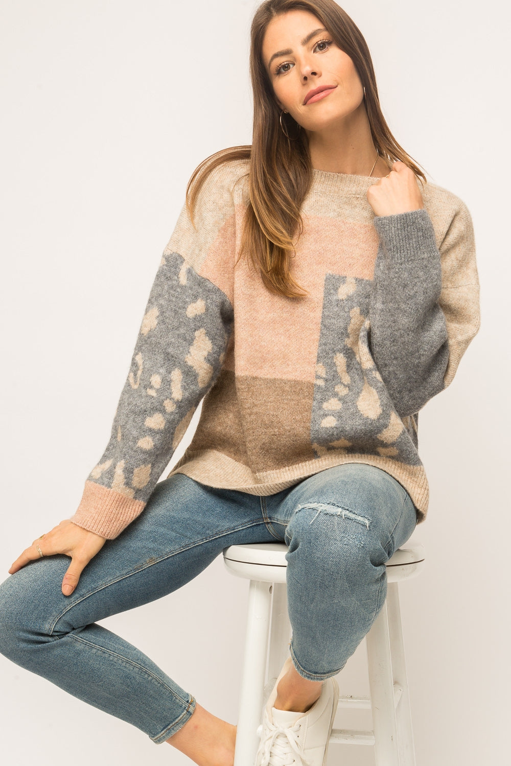 Leopard Patchwork Pullover - Wild Luxe Boutique