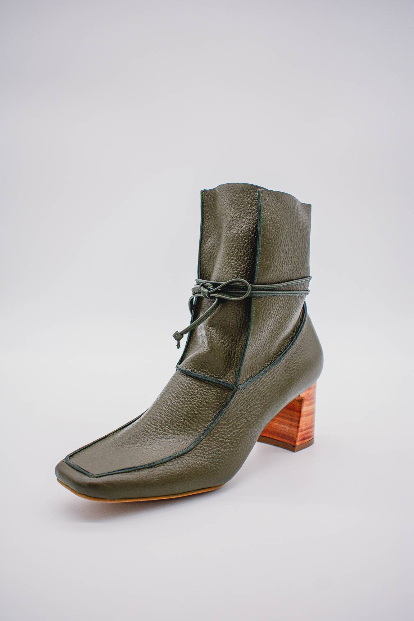 Awakening Olive Leather Ankle Boots