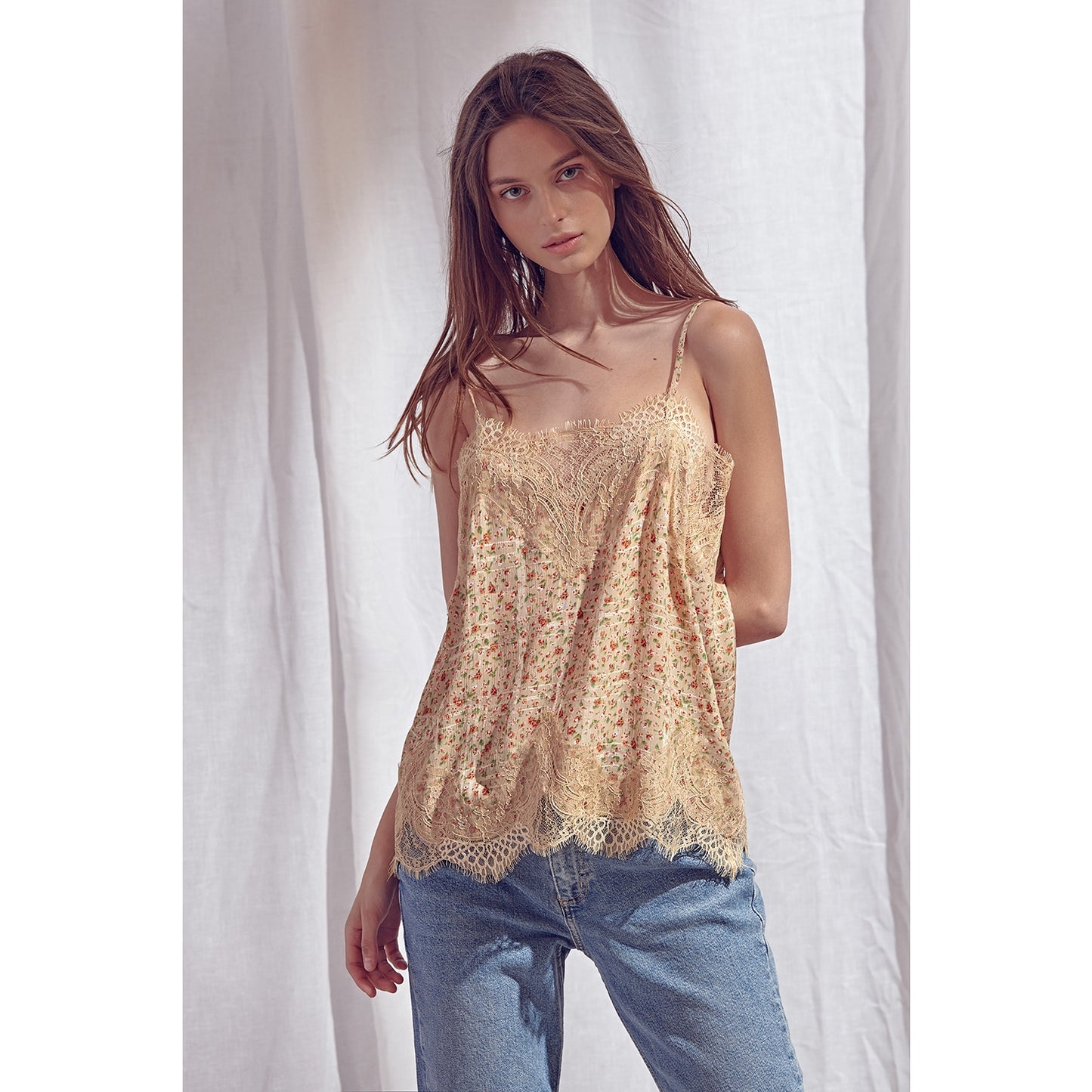 Floral Ditsy Lace Cami Tank Top - Wild Luxe Boutique
