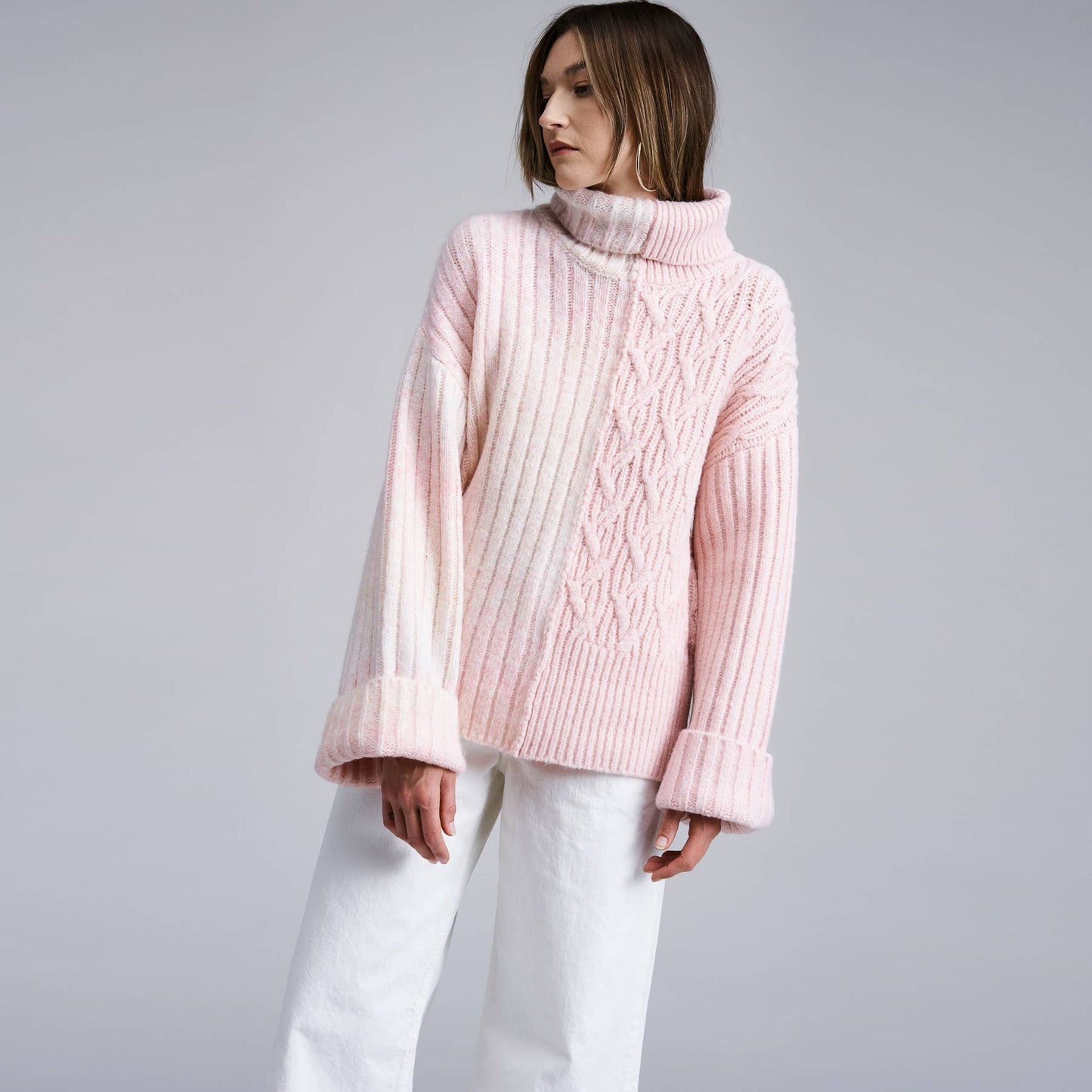 Flat White Cres Marled Turtleneck Sweater Pullover