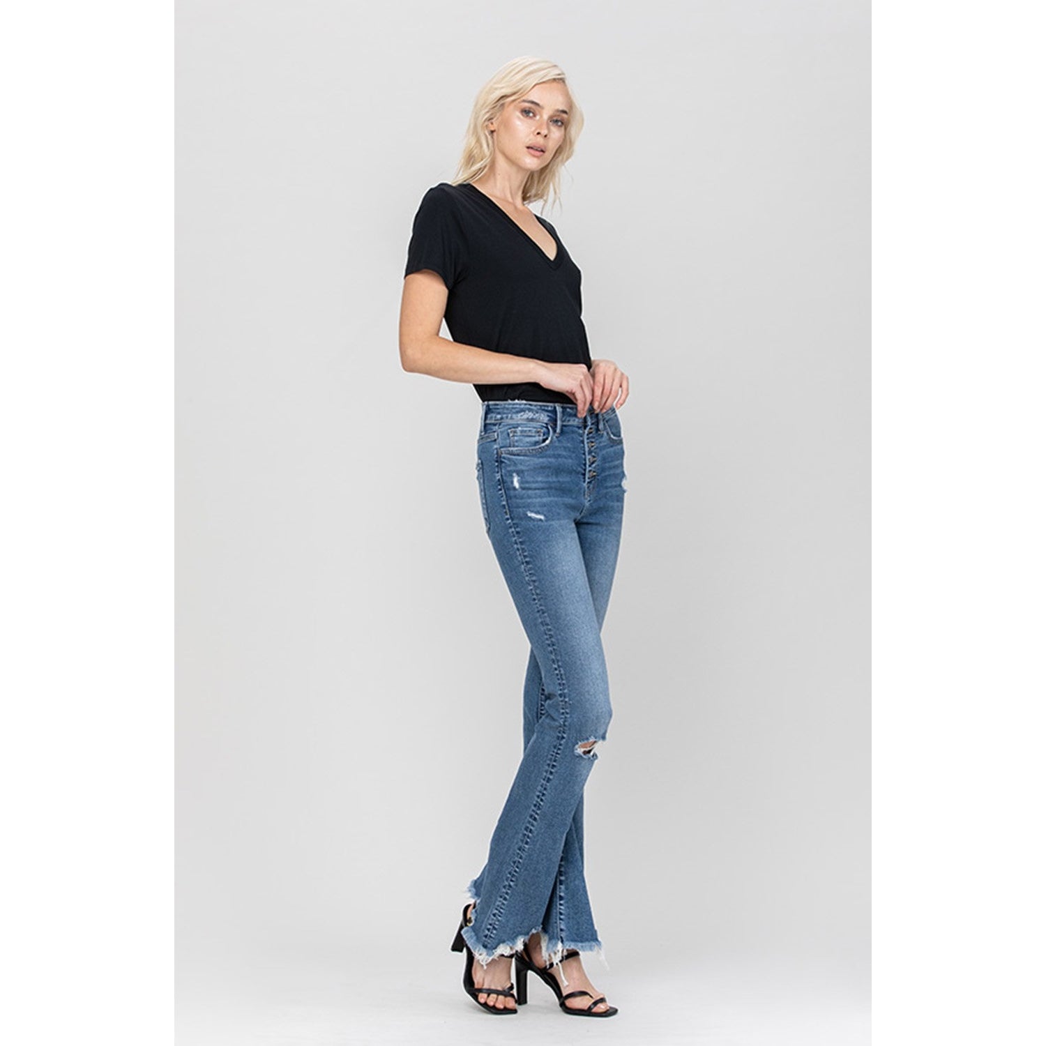 Serenity High Waisted Distressed Flare Jeans - Wild Luxe Boutique