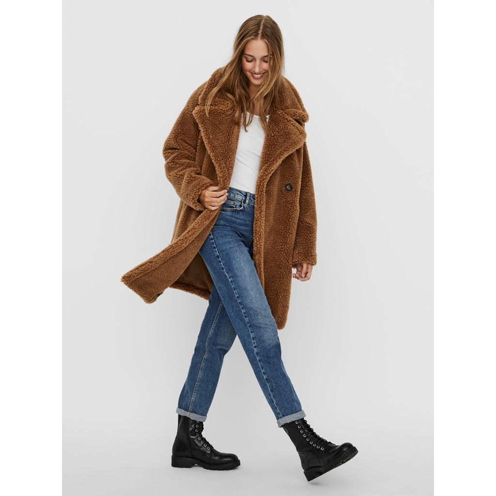 Vero Moda Tobacco Brown Teddy Coat - Wild Luxe Boutique