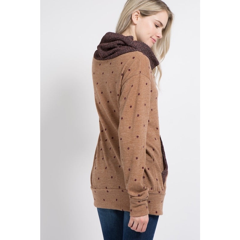 Polka-Dot Knit Cowl Neck Top - Wild Luxe Boutique