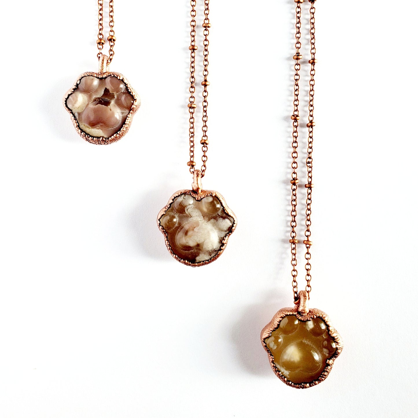 Flower Agate Paw Print Necklace - Wild Luxe Boutique