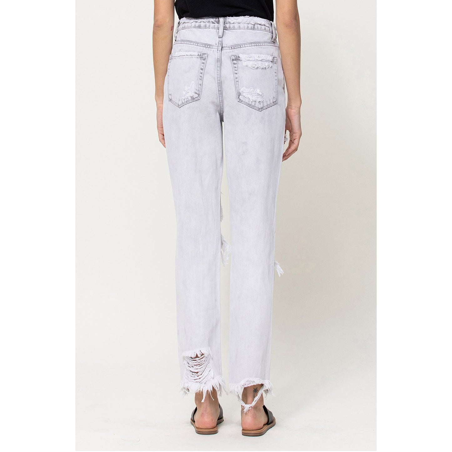 Lyla Distressed Rigid Mom Jeans - Wild Luxe Boutique