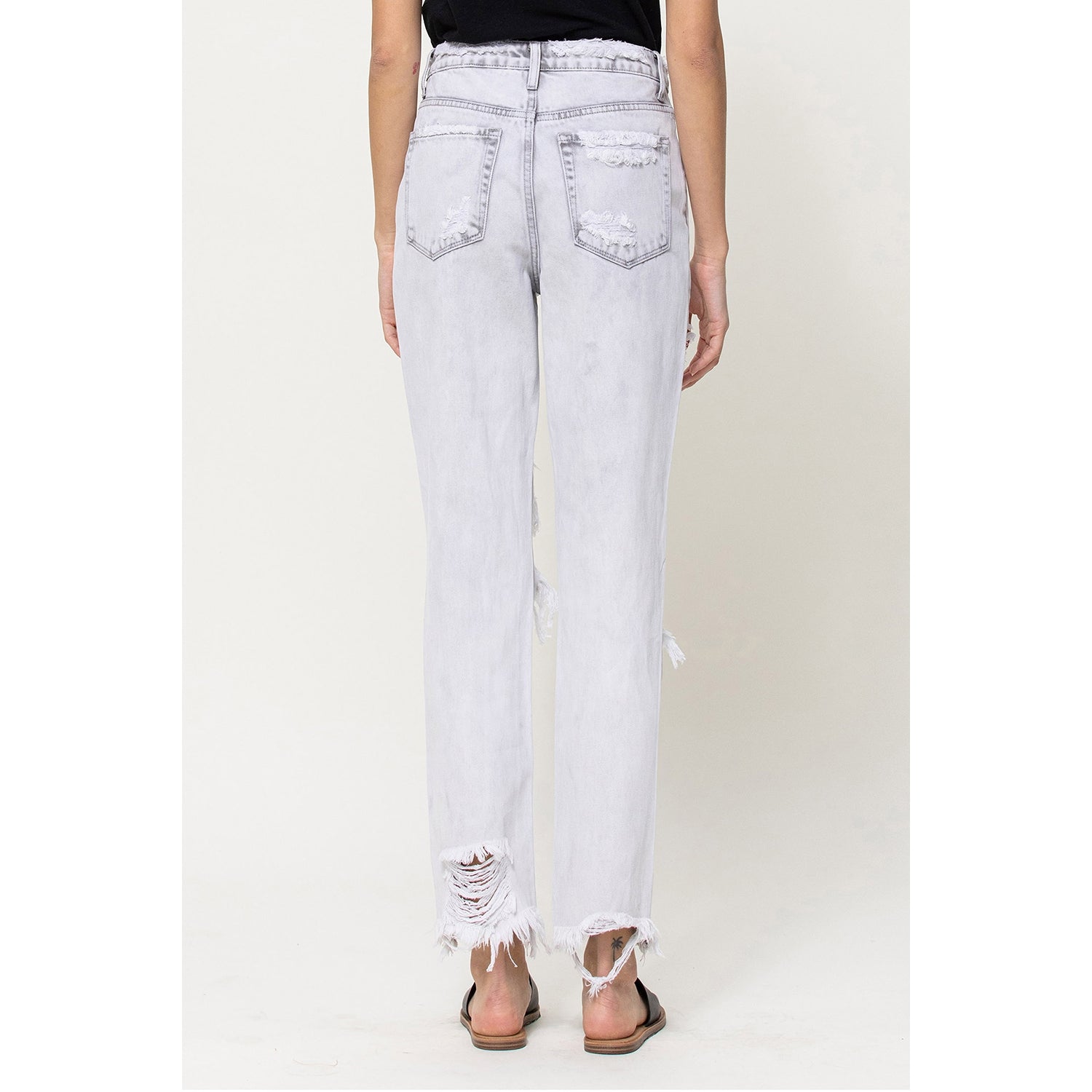 Lyla Distressed Rigid Mom Jeans - Wild Luxe Boutique