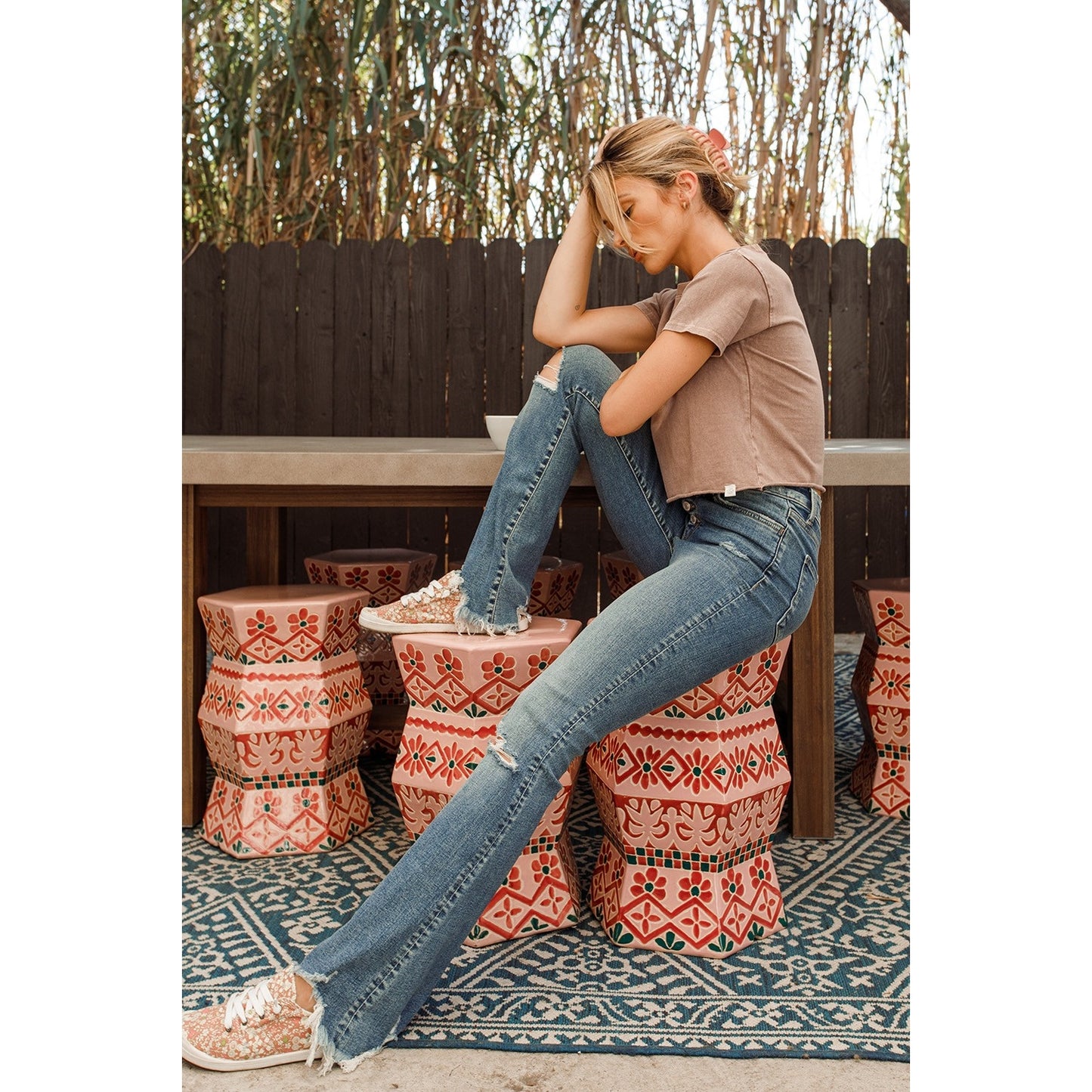 Serenity High Waisted Distressed Flare Jeans - Wild Luxe Boutique