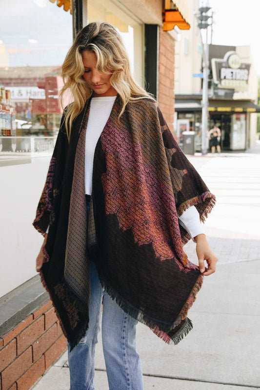 Black Floral Medallion Paisley Ruana - Wild Luxe Boutique
