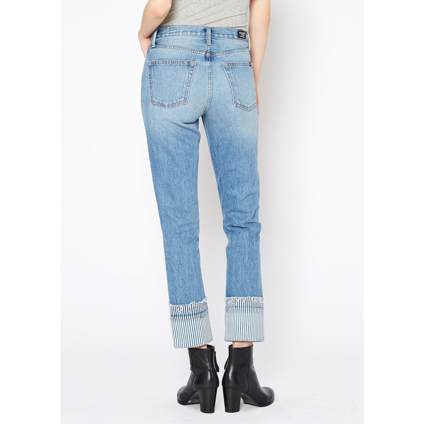 NOEND Premium Denim Eve Slim Straight Striped Cuffed Jeans - Wild Luxe Boutique