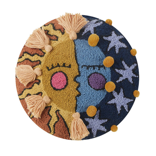Day & Night W/Tassels & Pom Poms Hook Pillow