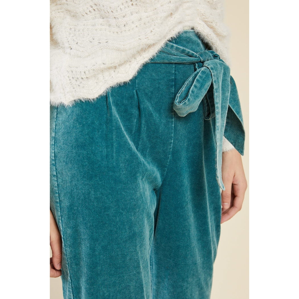 Washed Teal Corduroy Pants - Wild Luxe Boutique